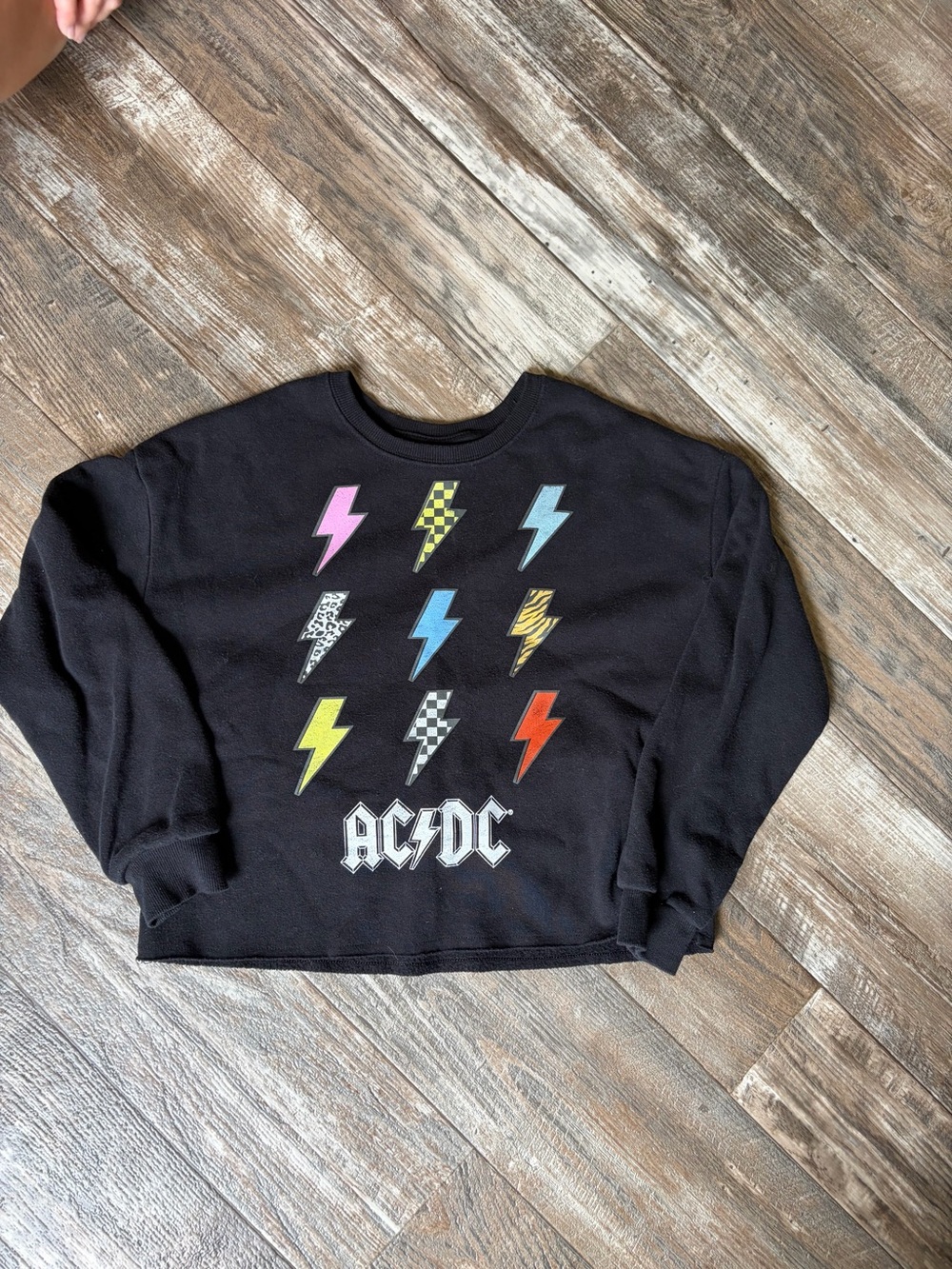 AC/DC Kids Black Sweatshirt with Multicolor Lightning Bolts
